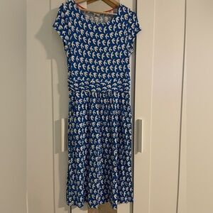 Boden Blue Dress with White Bird Design Sz. 8